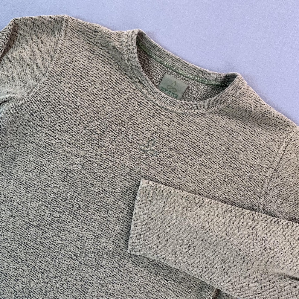 PrAna Sweater Womens Small Brown Crew Neck Cotton Blend Long Sleeve Pullover